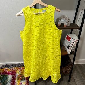 EUC Yellow Shift Dress with Ruffle Detail